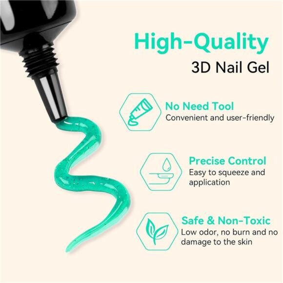 Makartt 3D Gel Nail Art- 3D Nail Gel Sculpting Gel for Nail Designs 15ml 3 in 1 - Picture 13 of 16